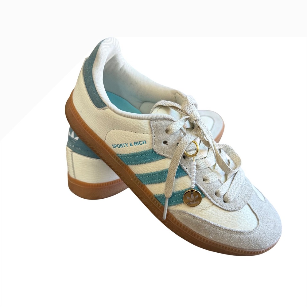 Adidas Samba OG x Sporty & Rich Blue Rush Cream Sneakers IE7096 Women's Size 6.5